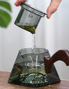 450ml Square Bottom Mountain Glass Teapot With Infuser Side Wooden Handle Tea Pot Puer Oolong Tea Maker Kungfu Tea Set