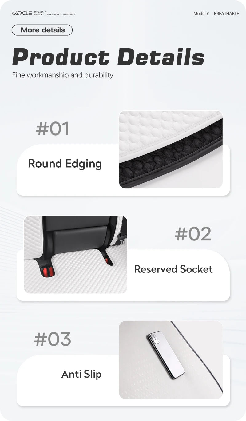 For Tesla Model 3/Highland 3 For 2020-2024 Model 3 Car Seat Cover 5-Seat Ice Silk Seat Cushion Summer Breathable Car Mat Pad