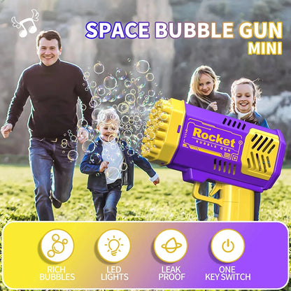 40 Holes Electric Rocket Bubble Gun Toy Bubbles Machine Automatic Soap Blower with Light Summer Outdoor Party Games