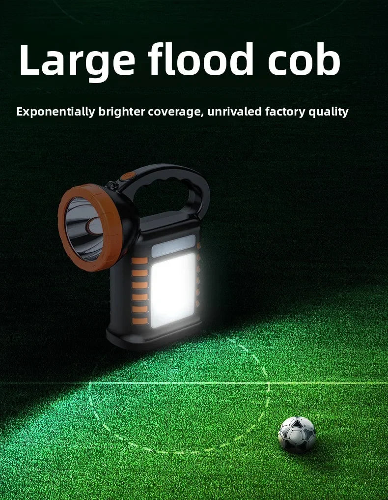 Portable Solar Rechargeable Handheld Work Light Multi-Function LED Camping Emergency Patrol Flashlight
