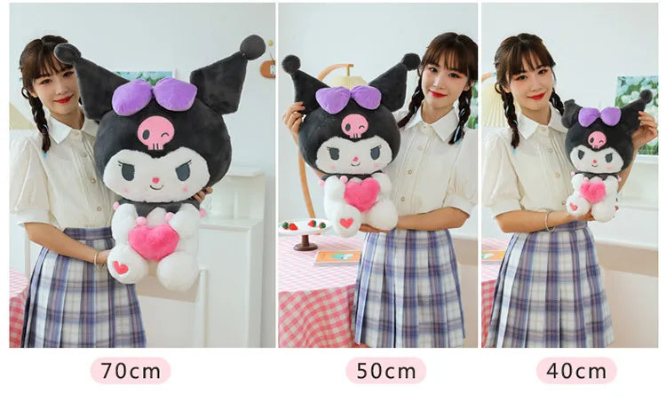 Sanrio Kawaii Kuromi My Melody Cinnamoroll Plush Toy Stuffed Doll for Kids Birthday Xmas Gift Large Cute Pillow for Sleeping