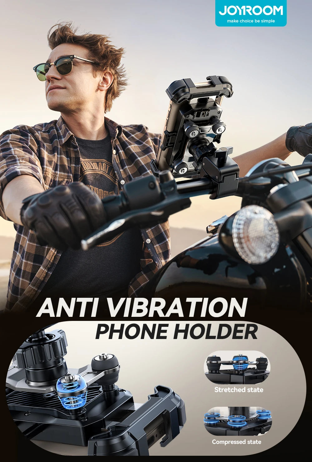 Motorcycle Phone Mount Anti Vibration Phone Holder for Motorcycle Handlebar Bike Phone Mount for iPhone for 4.7-7” Phone