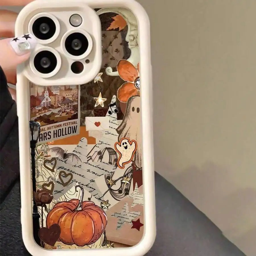 Creative Halloween Pumpkin Pattern Phone Case For iPhone 17 16 15 Pro Max Air 14 16E Soft Cover