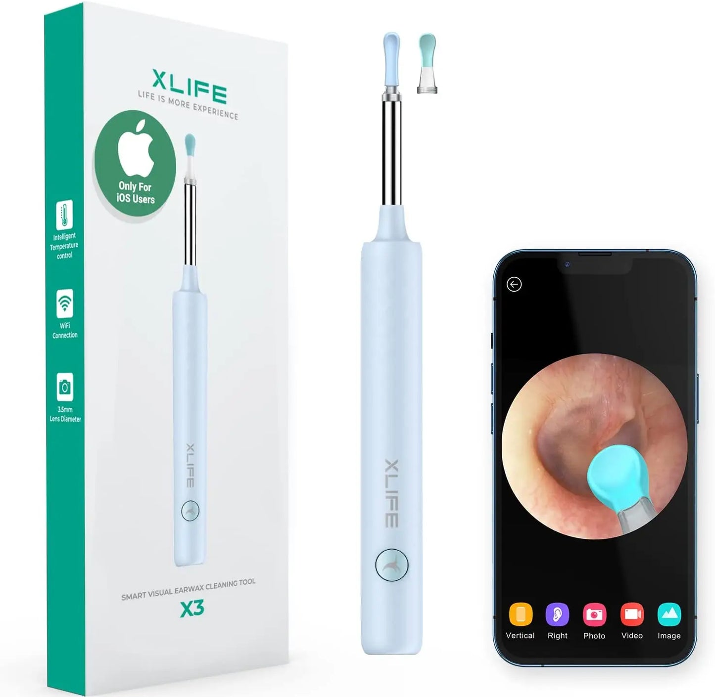 Xlife X3 Visual Earwax Remover With Camera,Smart Ear Cleaner 3.0 Mega Pixels Endoscope Otoscope For Earpick Health Care