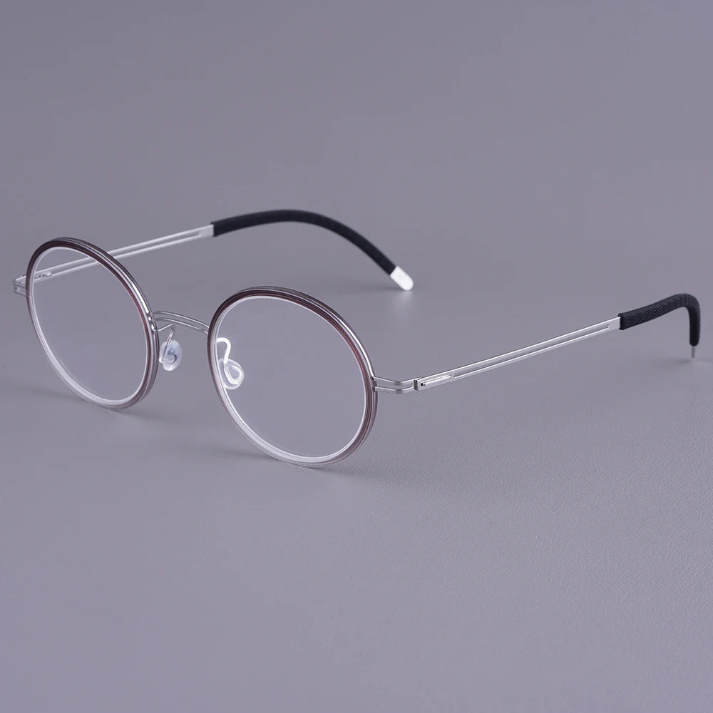 Vintage Round Screwless Titanium Eyeglasses Frame