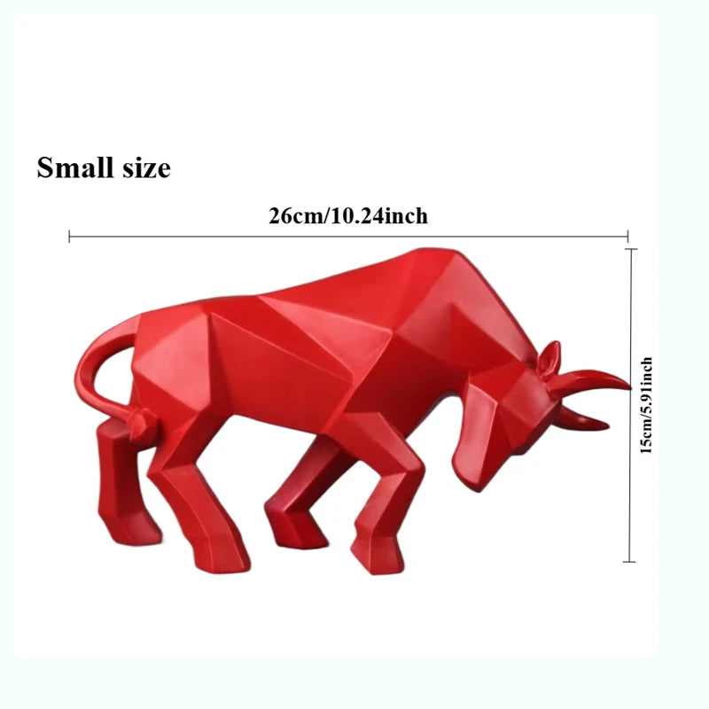 Geometric Resin Bull Statue Bison Sculpture Decoration Abstract Animal Figurine Room Desk Home Decoration Gift