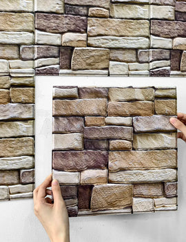 1/10pcs 3D Tile Sticker Self-adhesive Faux Stone Wall Panel Peel and Stick Kitchen Tile Backsplash Bathroom Wall Tile Sticker