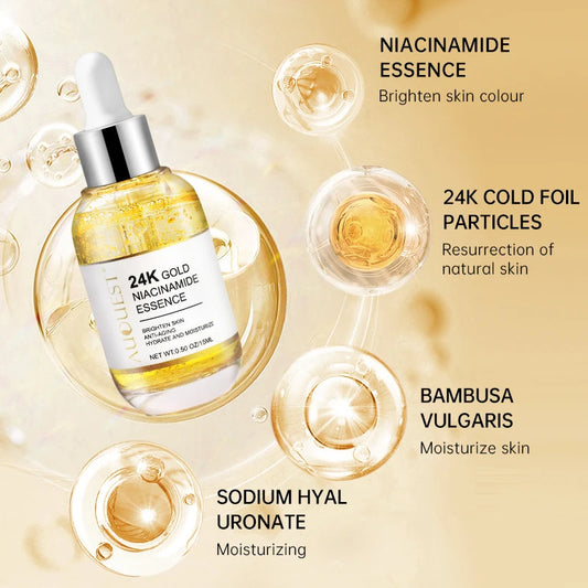 15 ml Niacinamide Serum Hyaluronic Acid for Face Dark Spot Remover 24K Gold Serum Whitening Moisturizing Facial Skin Care