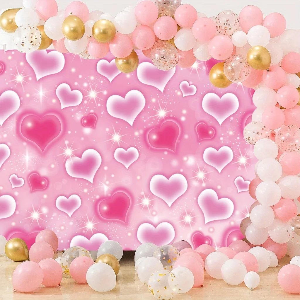 Pink Love Star Tapestry Gradient Heart shaped Bedroom Background Wall Couple Romantic Party Room Decoration