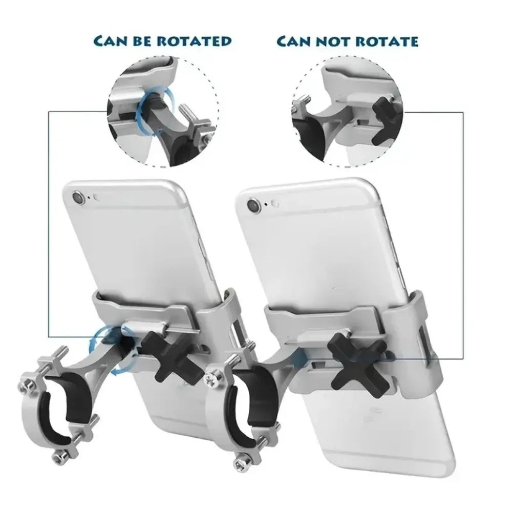 360° Rotate Metal Motorcycle Bike Phone Holder Anti-slip Bracket GPS Navigation Clip Universal Bicycle Stand for All Smartphones