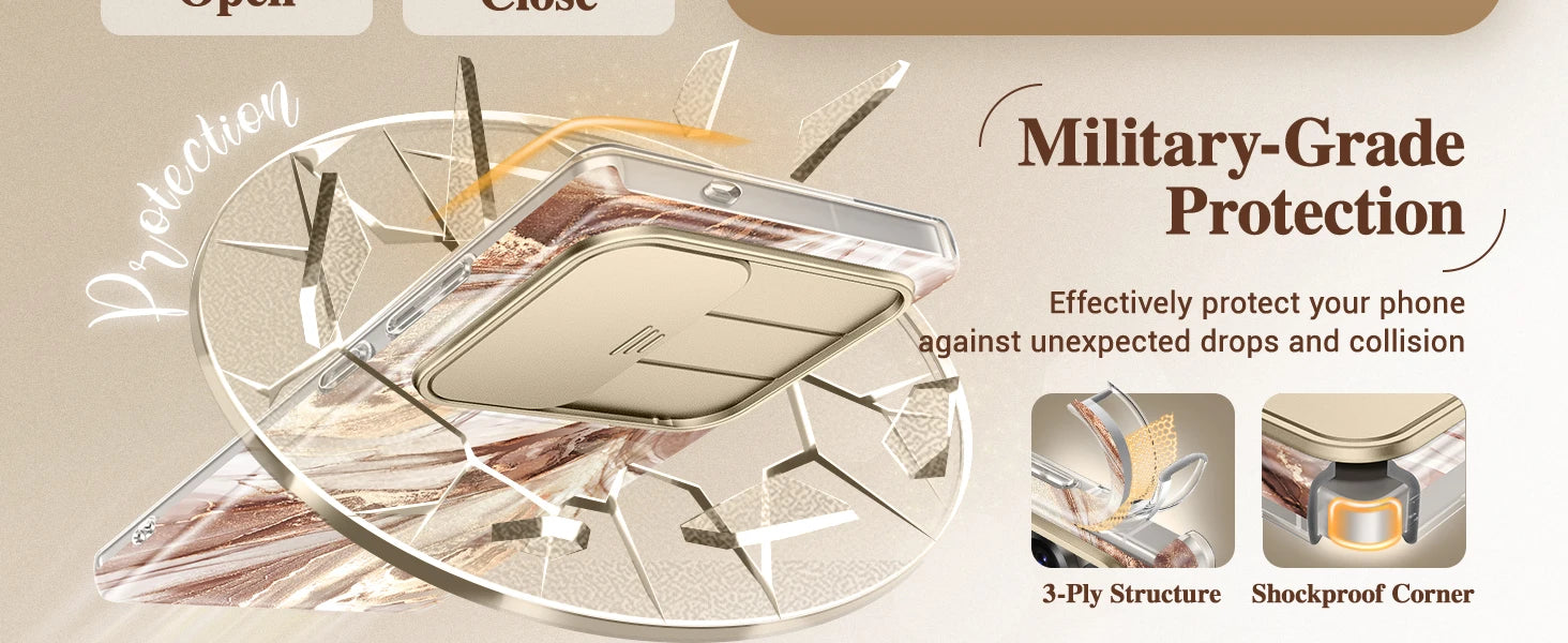 for Samsung Galaxy S25 Ultra Case with Slide Camera Cover Screen Protector Shockproof Drop Protection Marble Phone Cover
