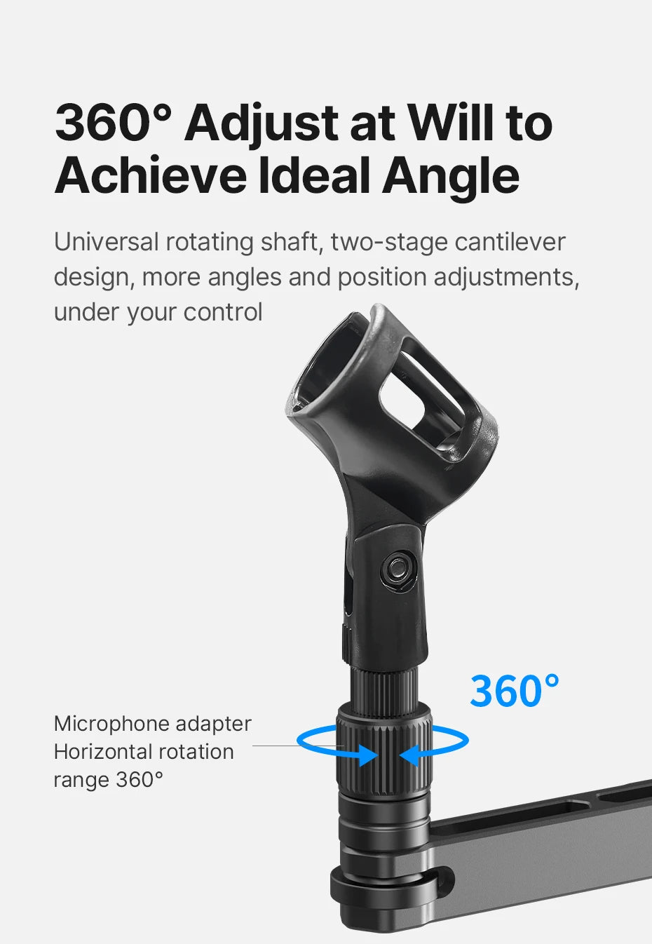 Low Level Microphone Stand 360° Adjustable Foldable Microphone Arm for Live-streaming Video Recording