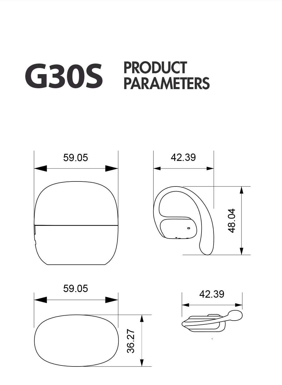 G30S Earphone Bluetooth 5.3 Wireless Bluetooth Headset IPX5 App Control Earbuds OWS Running Headphones Sports