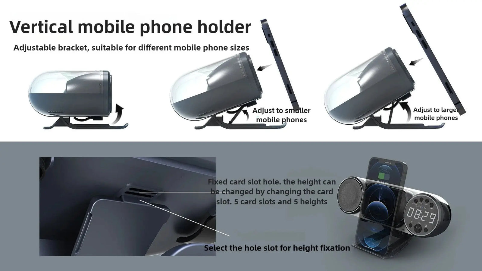 Multifunctional wireless charging Bluetooth clock speaker bedside creative ornament RGB dazzling magnetic subwoofer audio