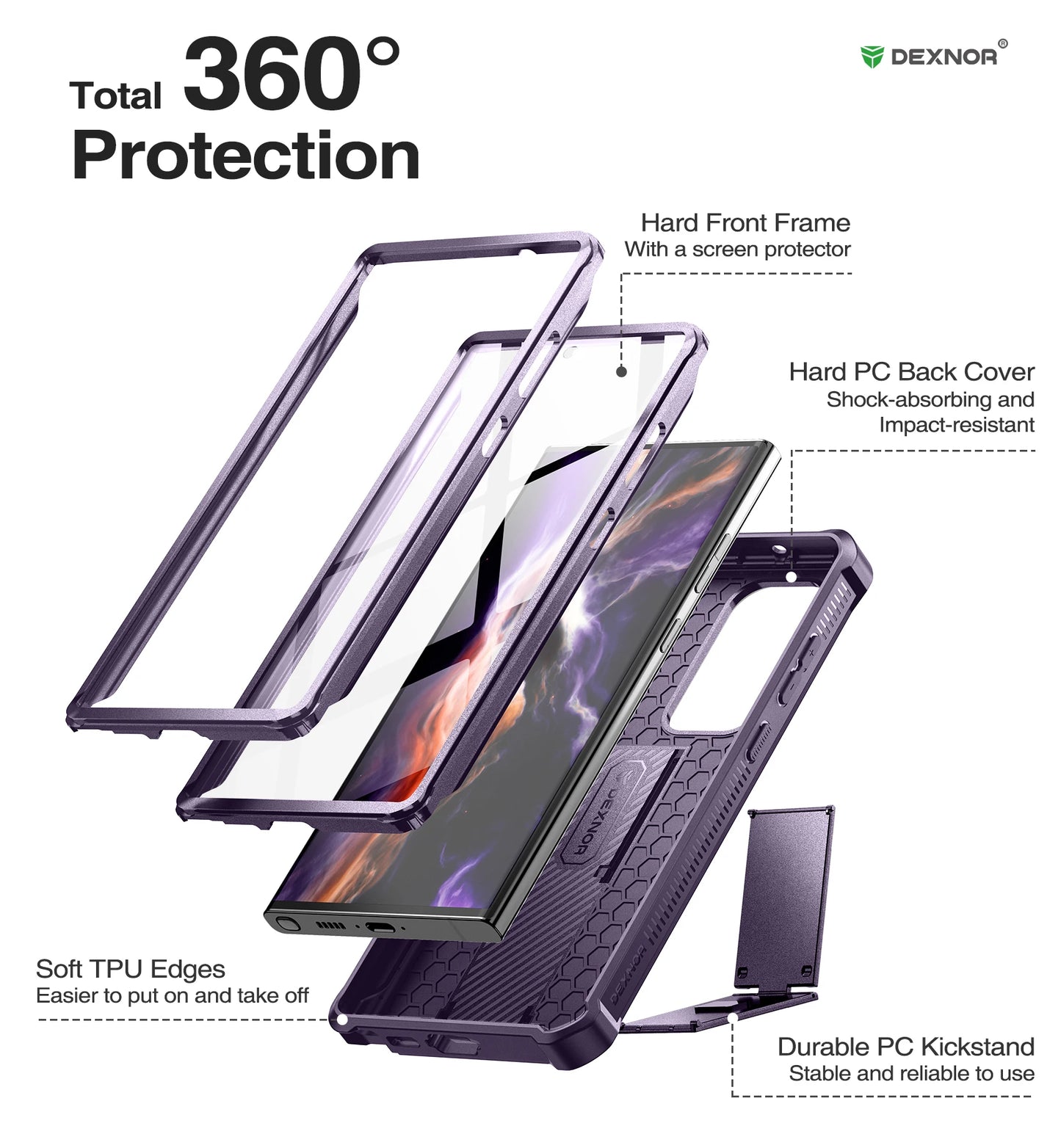 Full Body Heavy Duty Military Grade Protection Built-in Screen Protector and Kickstand for Samsung Galaxy S23 Ultra Case6.8 inch