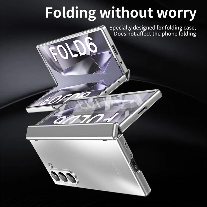 Anti-Shock Frosted Plating Full Body Case for Samsung Galaxy Z Fold 4 Fold4 Fold5 Fold3 Fold 5 3 2 5G fold2 Screen Glass film ﻿