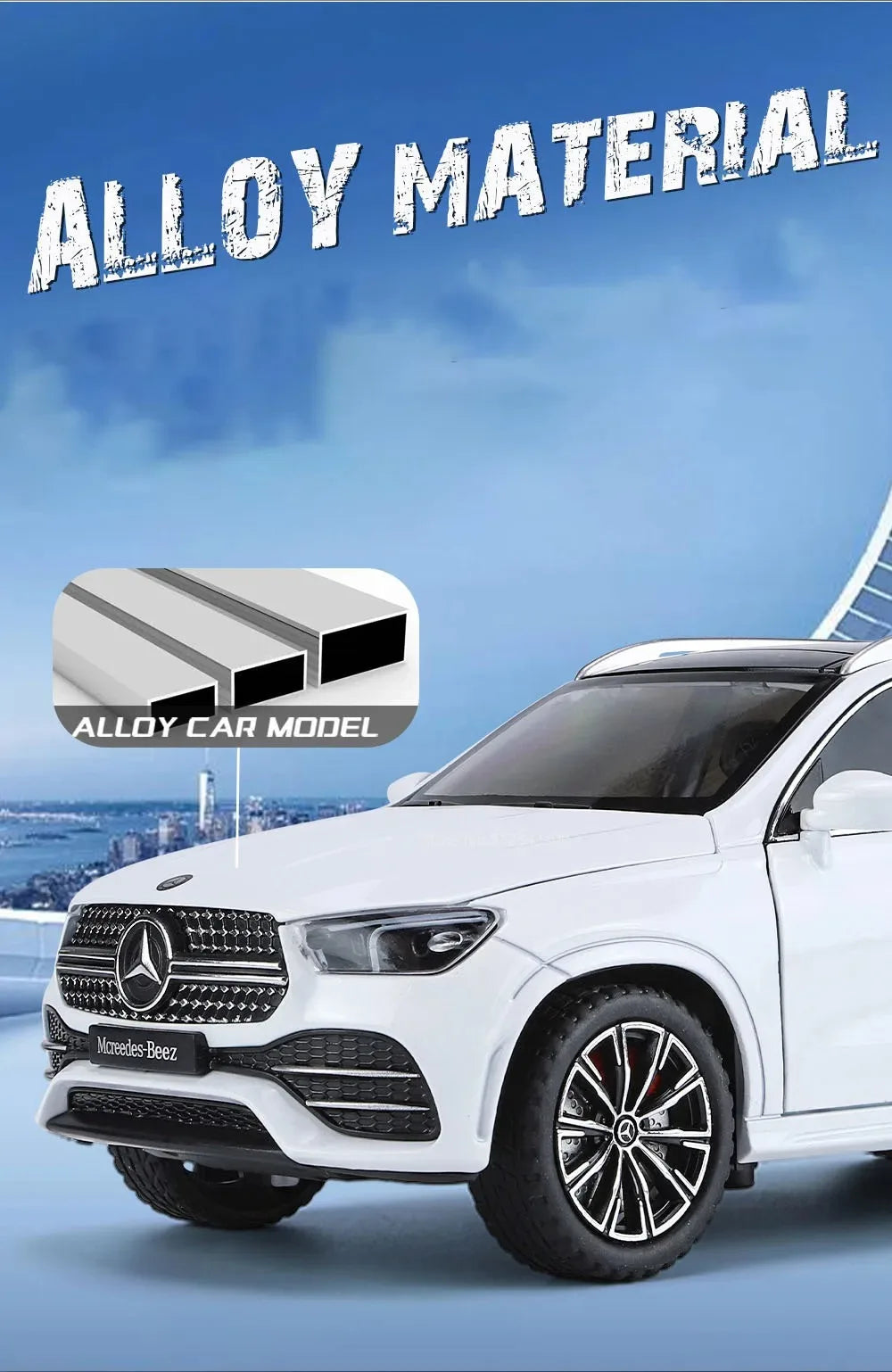 1:24 Scale S400L GLE350 Car Toy Model Doors Opened Sound Light Pull Back Metal Diecast Miniature Vehicle Collection Gift