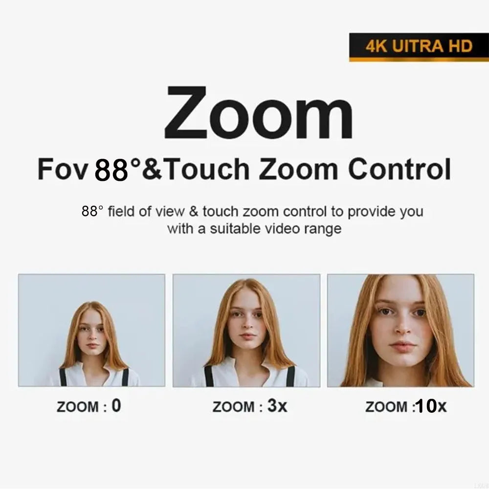4K Webcam 13MP 10X Zoom USB Camera Autofocal Microphone Web Cam for PC Living Video Conference Online Teaching Laptop Broadcast