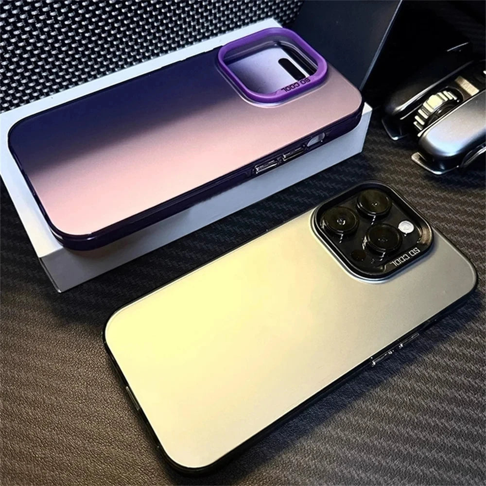 Luxury Matte Anti-drop Armour Phone Case for iPhone 17 16 15 14 Pro Max Air Lens protect Cover