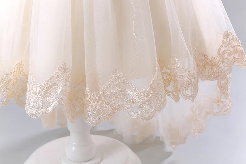 Princess Dress for Girls Elegant Long Tulle Gown  Flower Girl Wedding Dress, Birthday Party Gown, Pageant Costume