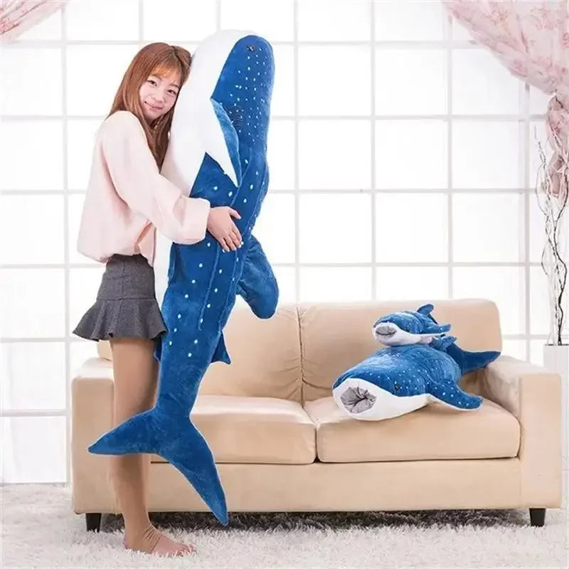 Large Whale Shark Body Pillow Long Cute Fish Stuffed Sofa Decorative Plush Body Pillow Whale Shark Back Plush Cushion Decor Gift