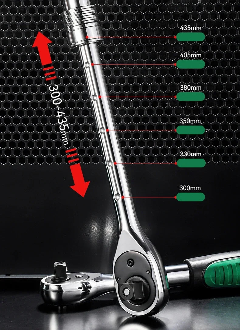 Telescopic Socket Ratchet Wrench for Automotive Repair Adjustable Head Ratchet Set 72 Tooth Quick Release Wrench Manual Tool