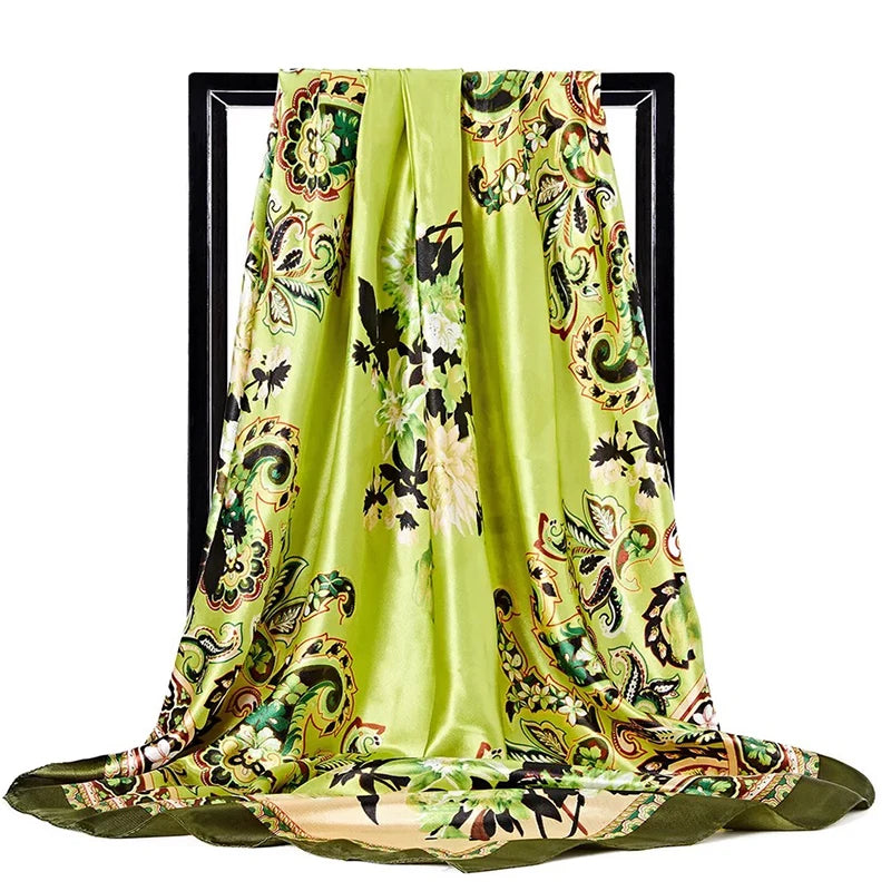 Scarves For Women Print Silk Satin Head Scarf Female Luxury Brand Square Shawl Large Hijab Scarfs