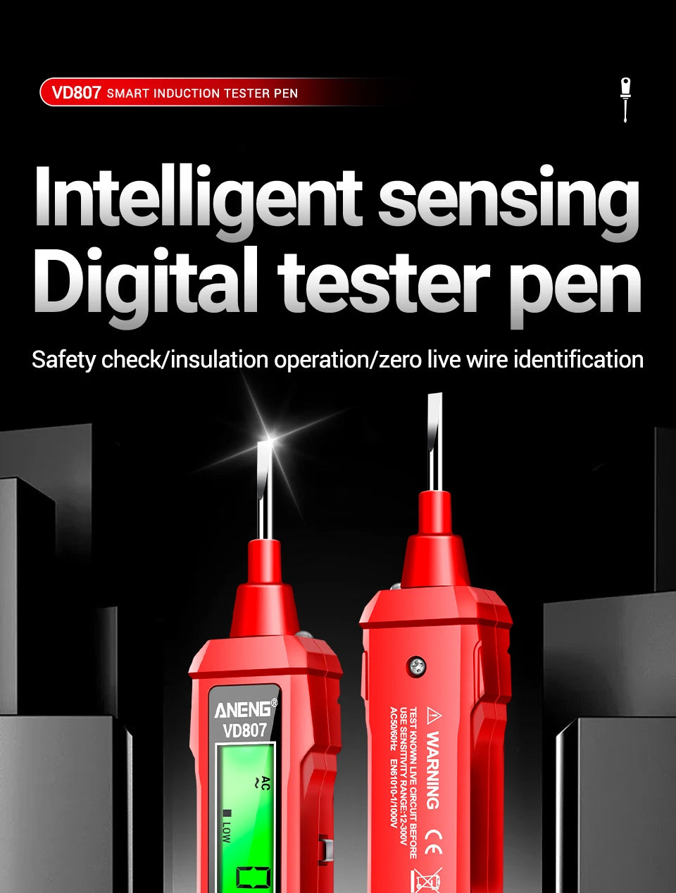 One-word Induction Portable 50/60Hz Smart Electric Pen Tester NCV Sensor AC 12-300V Non-contact Wire Detector Tools