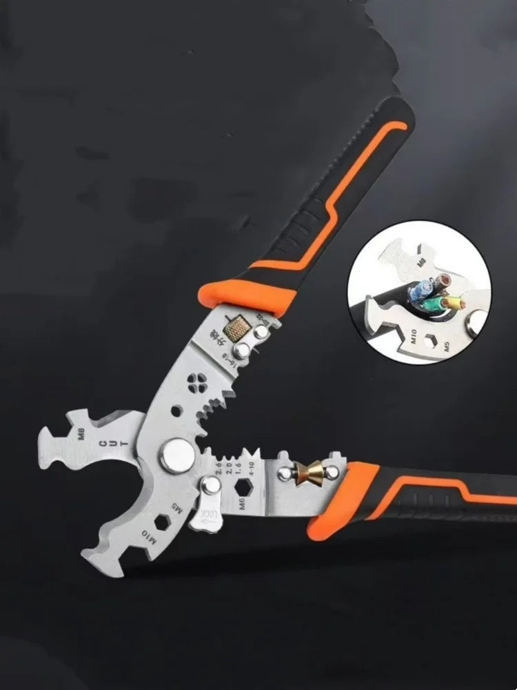 28 in 1 Multifunctional Wire Stripper Crimping Pliers Heavy Duty Stripping Pliers Cable Splitting Pulling Winding Cutting Peeler