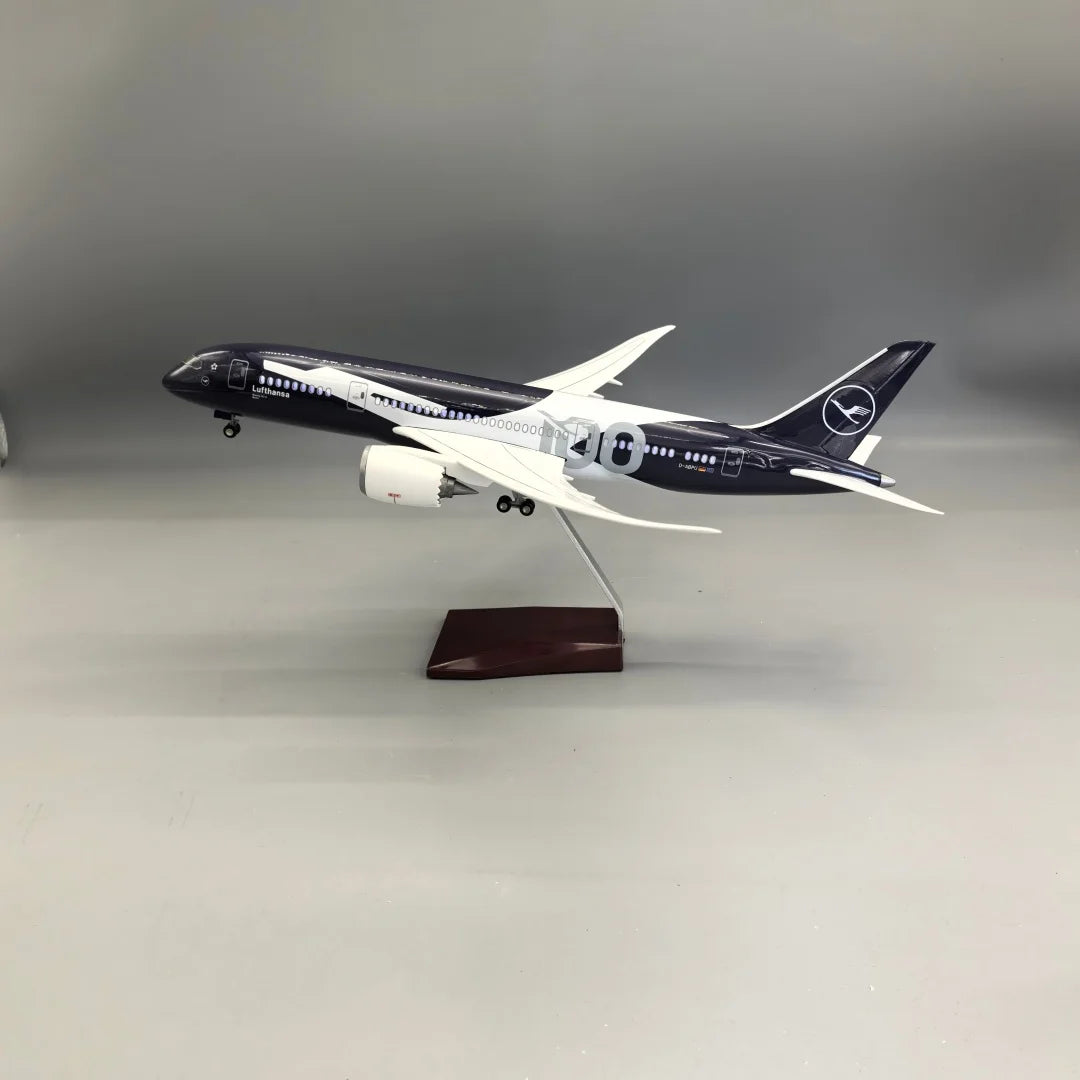 43CM Lufthansa B787 Collectible Airplane Model with Lights