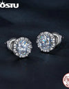 2ct D VVS1 Moissanite Faceted Stud Earrings For Women 925 Sterling Silver Classical Round 6.5MM Round