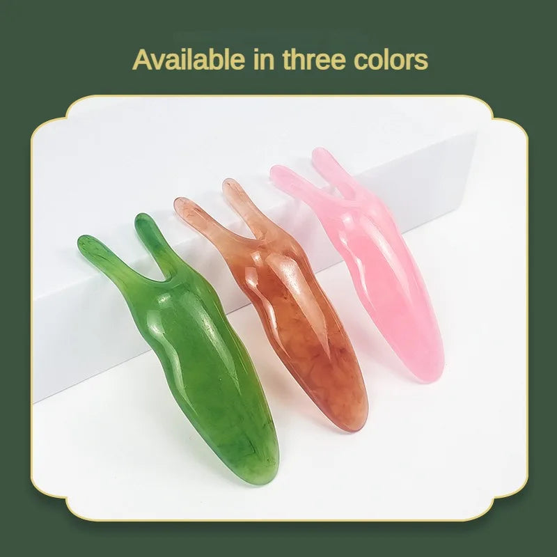 Resin Face Lifting Stone Guasha Scraping Facial Gouache Y-shaped Fork Massage Plate Nose Massage Trigger Point Nose Massager