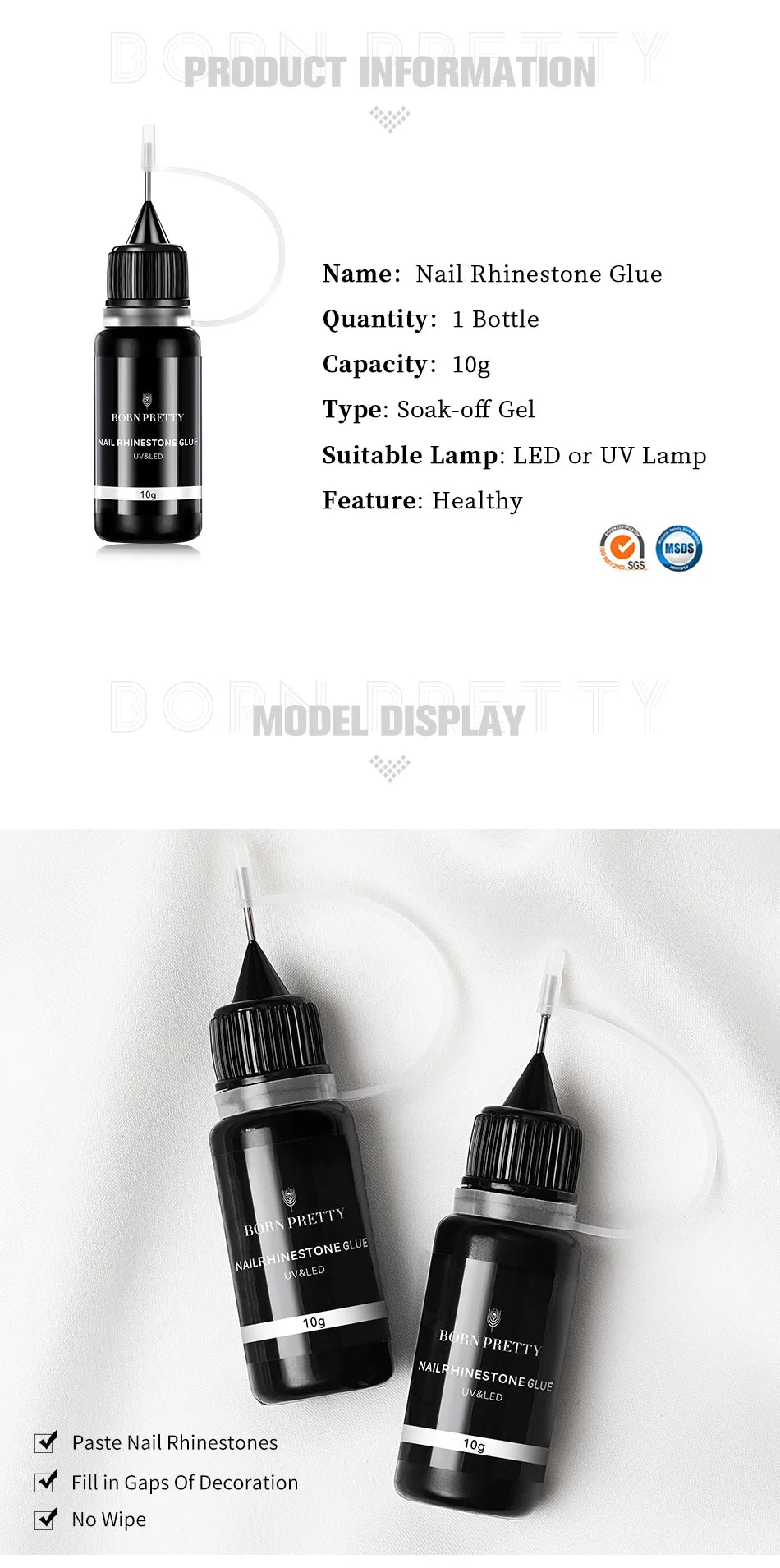 10g Nail Rhinestone Adhesive Glue For Stick The Drill Transparent Nail Glue Soak Off UV LED Nail Art Gel Varnish