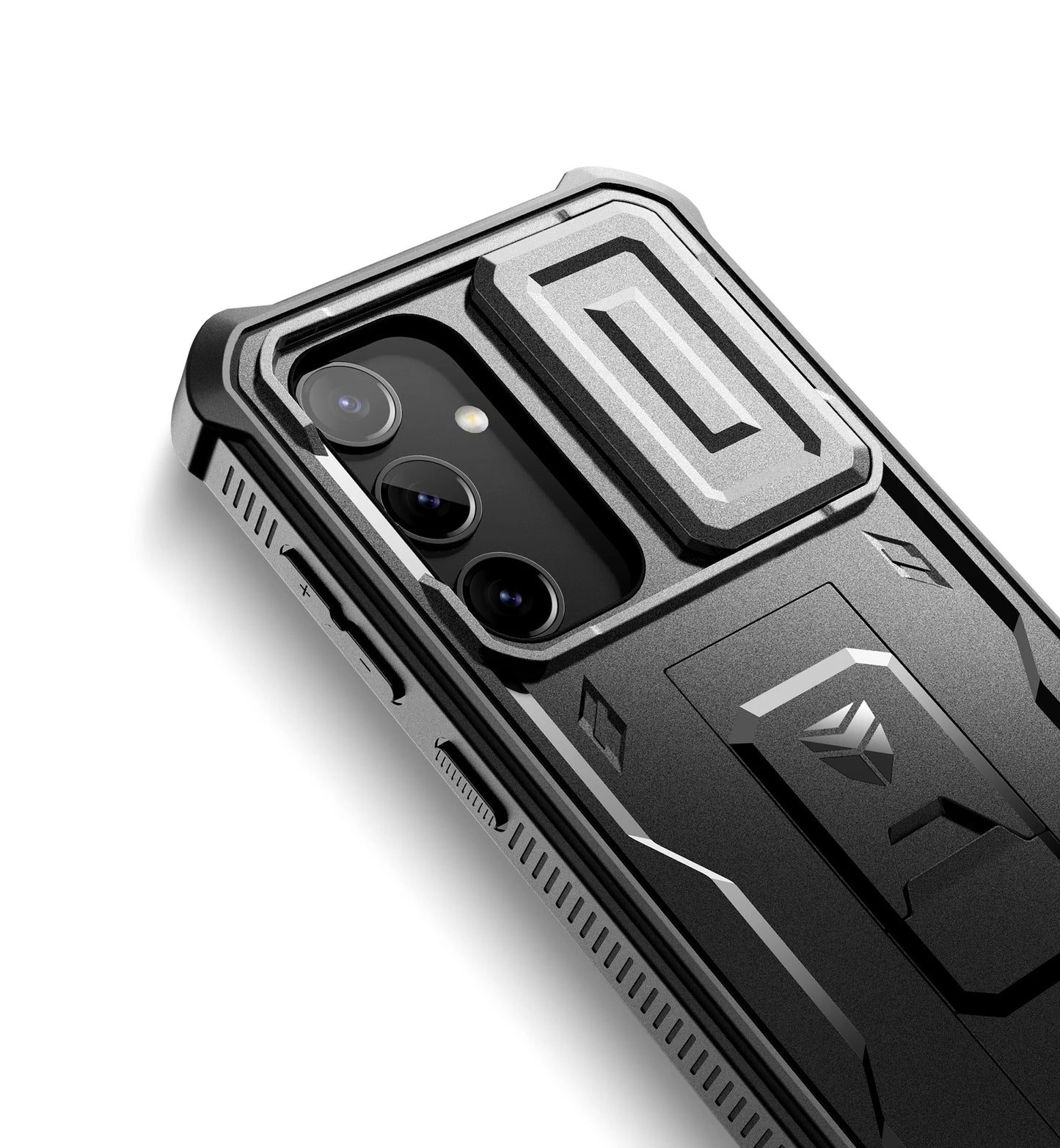 For Samsung Galaxy S24 Case 6.2 inch with Built-in Slide Camera Cover Full Body Rugged Case Built-in Screen Protector Kickstand