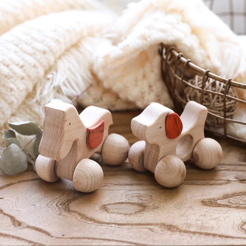 1PC Cute Baby Toys Beech Wooden Animals Dogs Car Cartoon Elephants Montessori Toys For Children Teething Nursing Baby Teethers