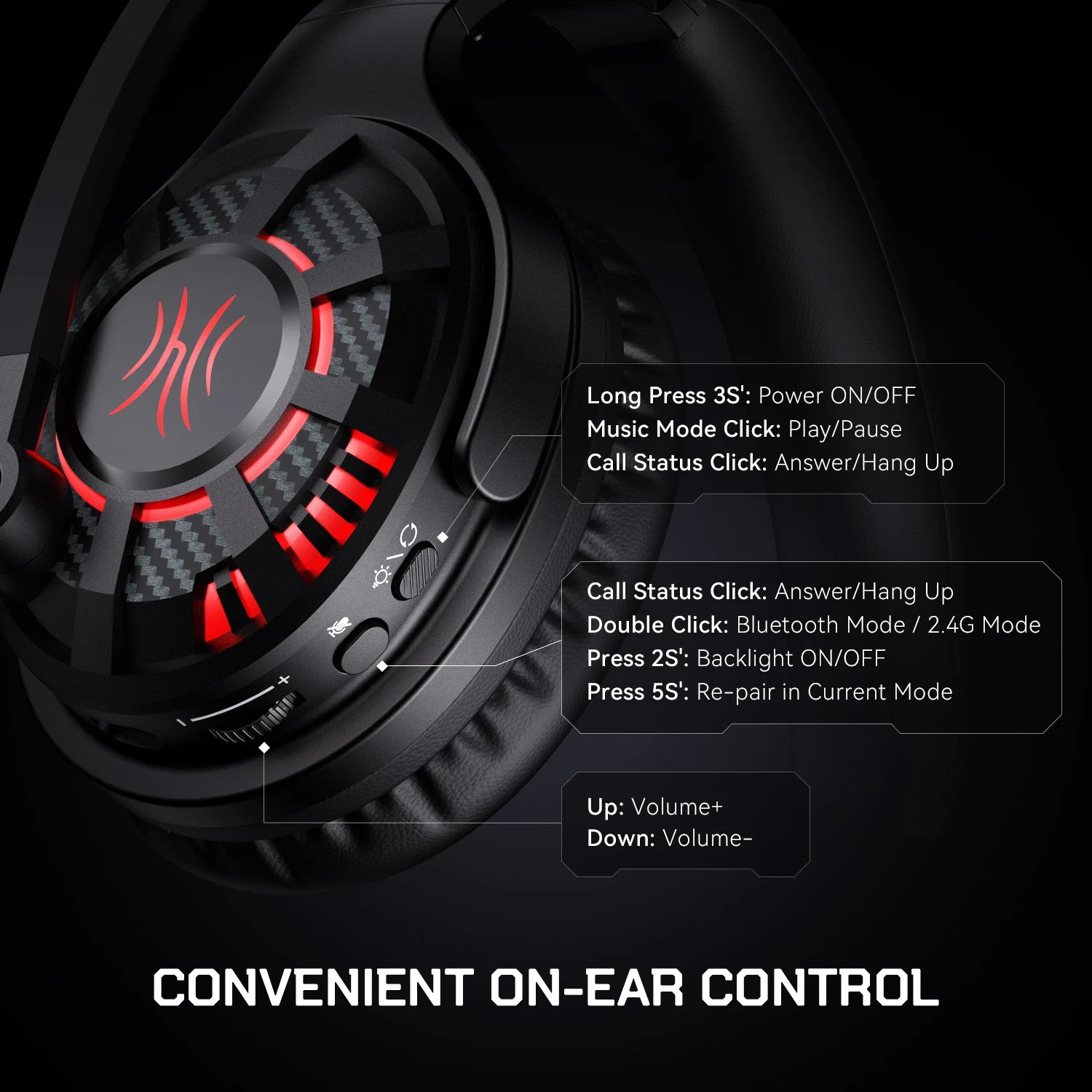 G18BT 2.4GHz USB/Type C Wireless Gaming Headset Bluetooth 5.3 Headphones Gamer With Noise Cancelling Mic for PC PS4 PS5