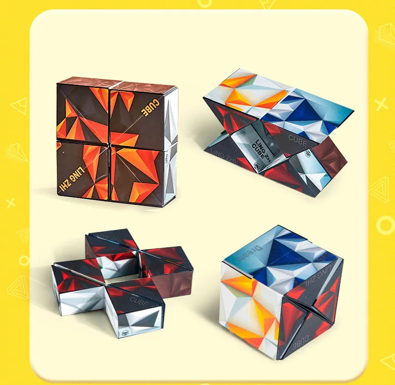 Extraordinary 3D Magic Cube Puzzle Fidget Toys Variety Geometric Shape Changeable Decompression Hand Flip Puzzle Cube