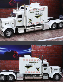 1/24 Scale Peterbilt 389 Heavy Truck Tractor Toy Model Alloy Diecast Sound Light Pull Back Model Truck Boys Toy Gifts Collection