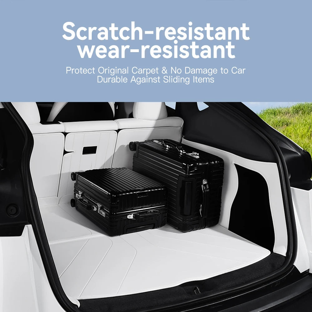 Custom Nappa Leather Trunk Mat Set for Tesla Model Y Juniper 2025 2026 Full Coverage Cargo Liner 7 Piece