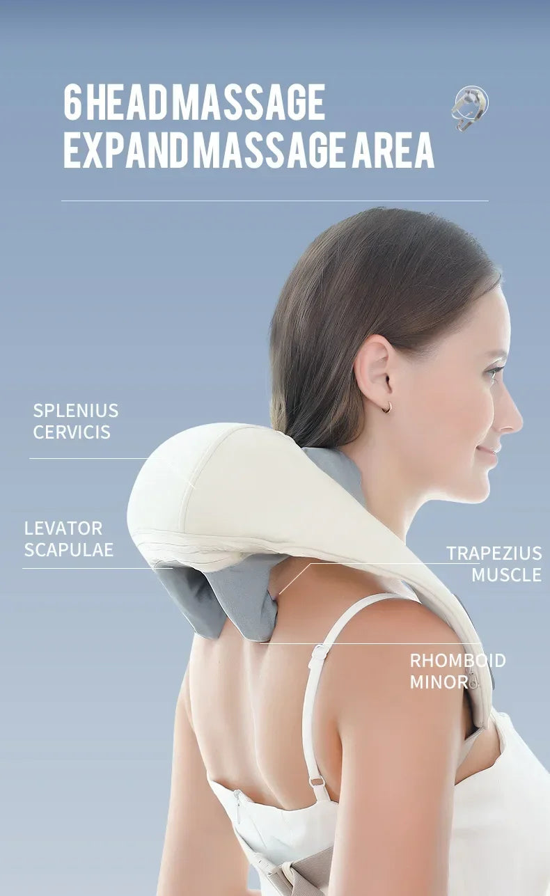 1PC Wireless Neck And Back Massager Neck And Shoulder Kneading Massage Shawl Neck Cervical Relaxing Trapezius Massager