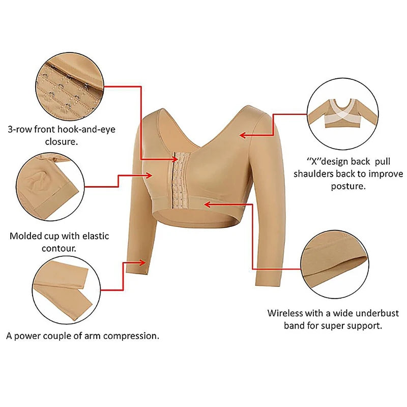 Women Arm Shaper Compression Top – Half Sleeve Posture Corrector Shapewear