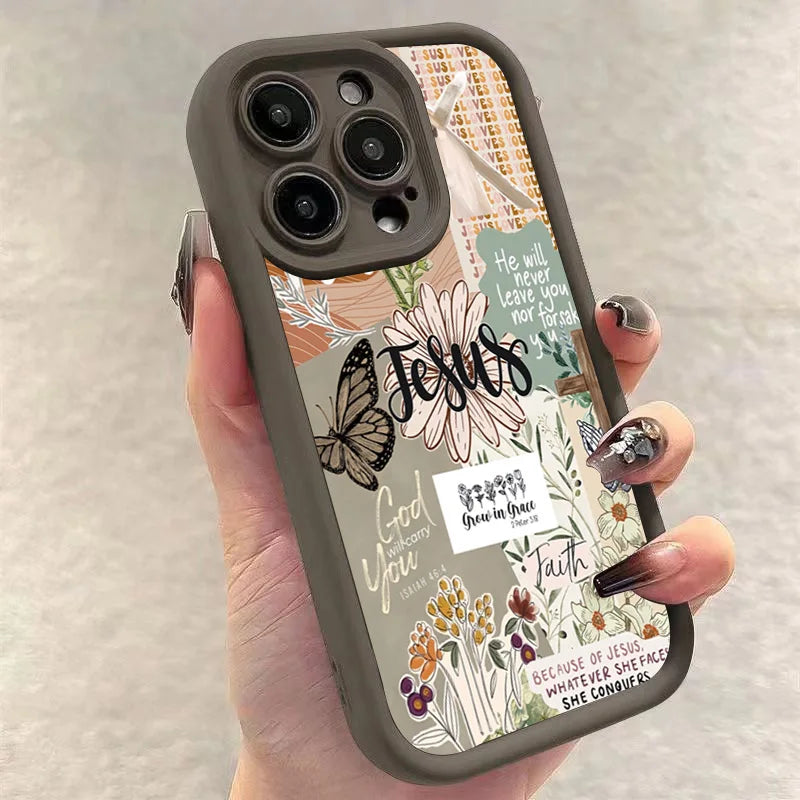 Jesus Collage Pattern Thick Shockproof Phone Case For iPhone 17 16 Pro Max Air 16E 15 14 Cover