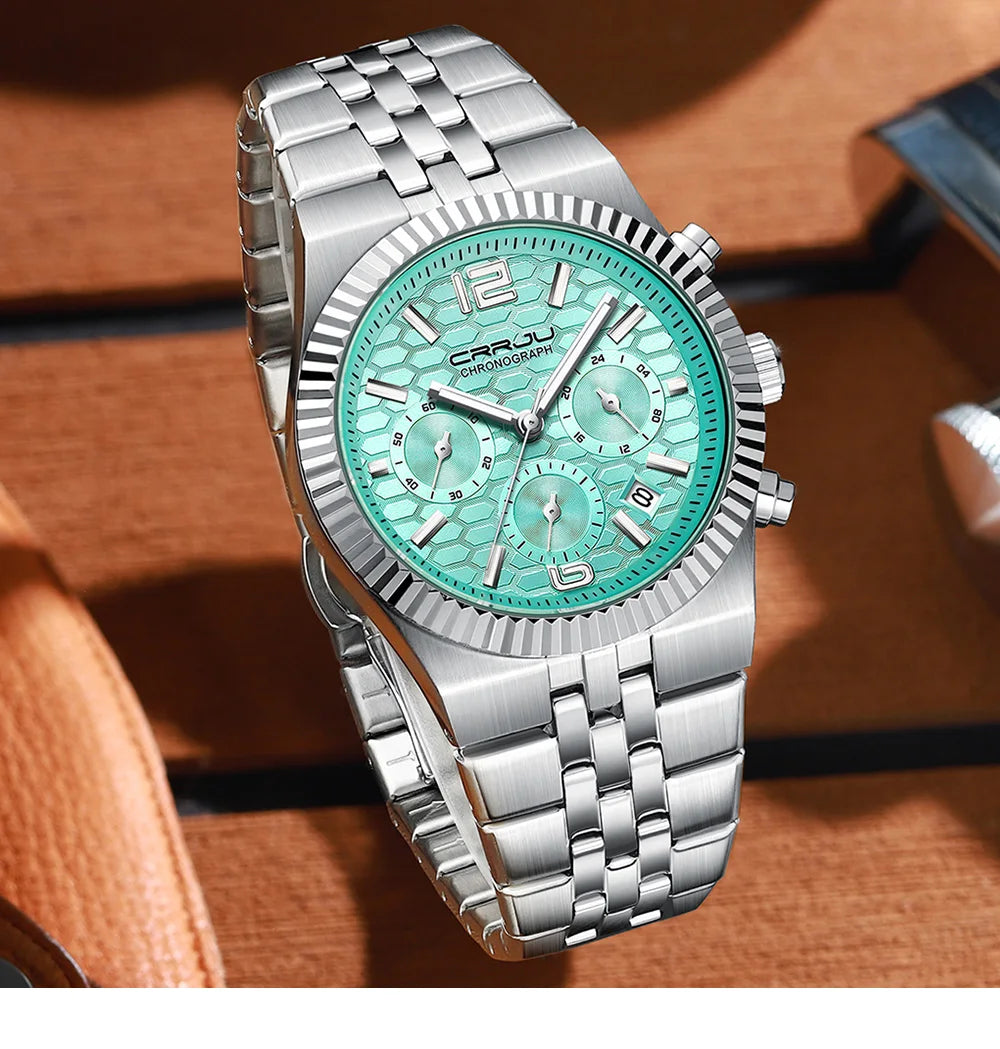 Classic Men's Automatic Date Watch Stainless Steel Quartz Elegant Round Case Luminous Versatile Fashion Night Light 2323