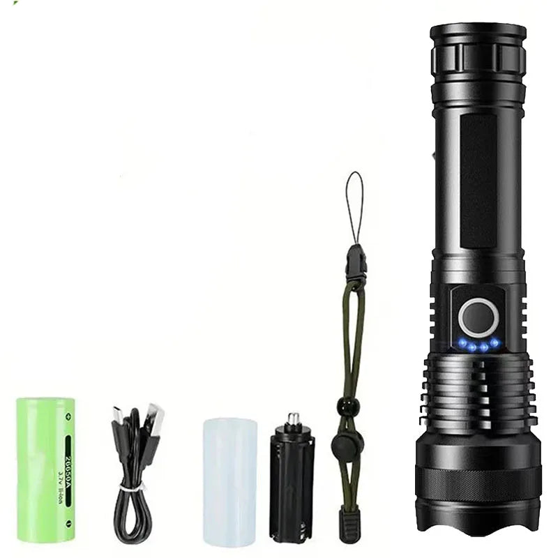 High Power Rechargeable LED Flashlight With Zoom And USB Charging