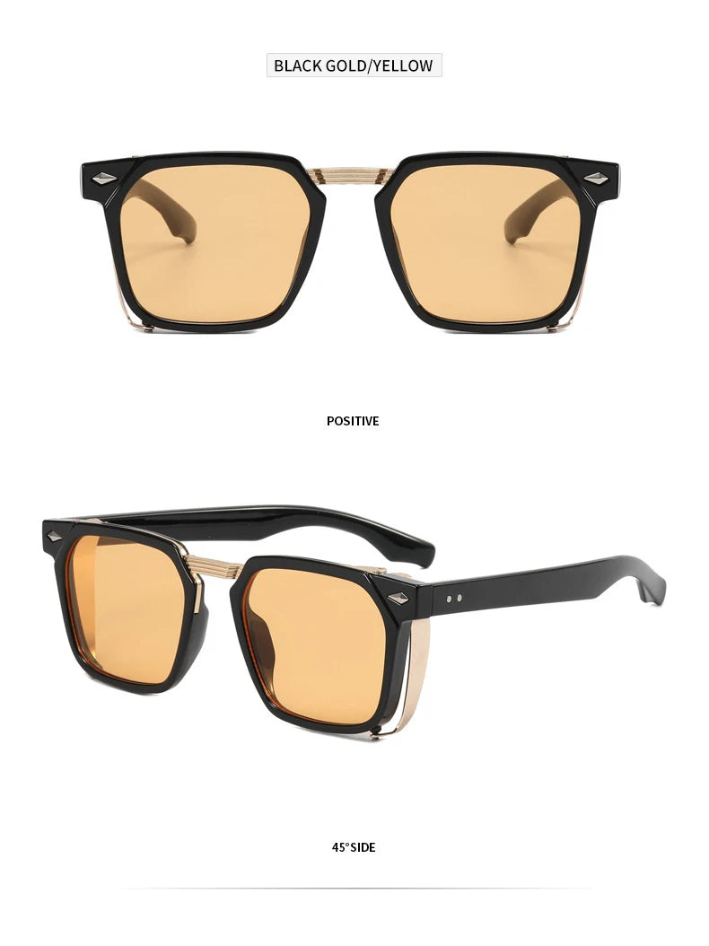 Vintage Square Punk Sunglasses With UV400 Protection