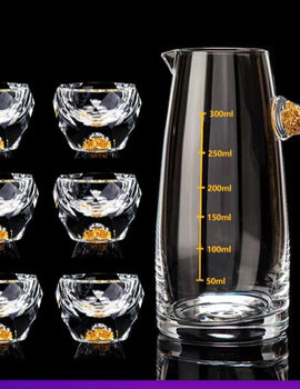 Diamond Cutting Crystal Liquor Glasses Set With Wine Dispenser Vodka Shot Glass Wine Glasses Whiskey Spirits Sake Brandy Teacup