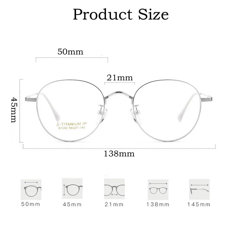 Ultra-light High Quality Pure Titanium Eyewear Men Retro Round Decorative Optical Prescription Glasses Frame Women