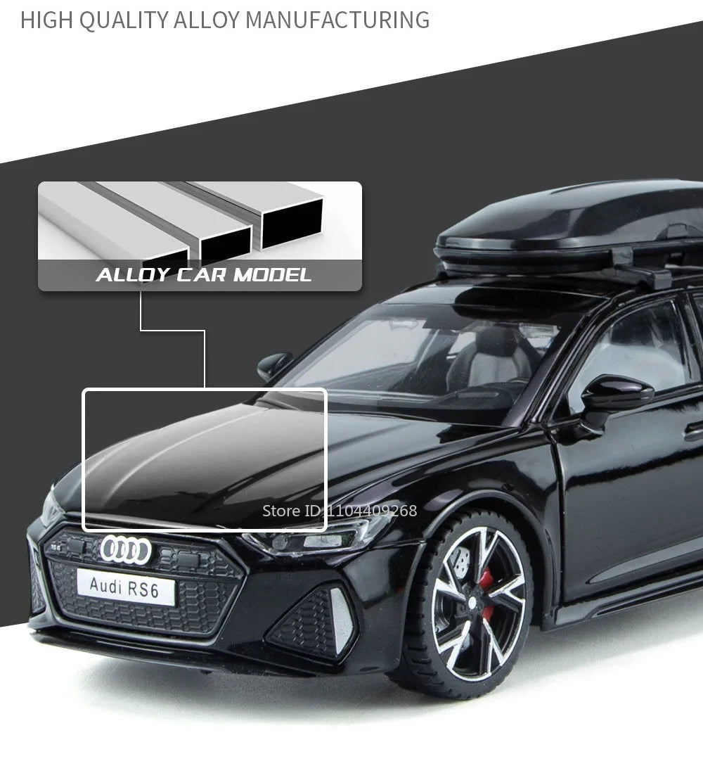 1:32 Scale RS6 RS7 Car Model Toy Alloy Diecast Doors Opened Simulation Sound Light Pull Back Vehicle Models Ornaments Boys Gifts