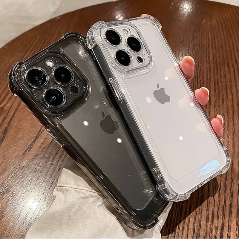 Luxury Transparent Silicone Phone Case For iPhone 17 16 15 14 Pro Max Air 16E Shockproof Soft Cover