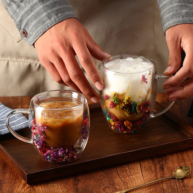 1/2/4PCS Double Wall Clear Glass Coffee Mugs Double Insulated Glass Cup For Hot Cold Beverages Cappuccino Espresso Cup